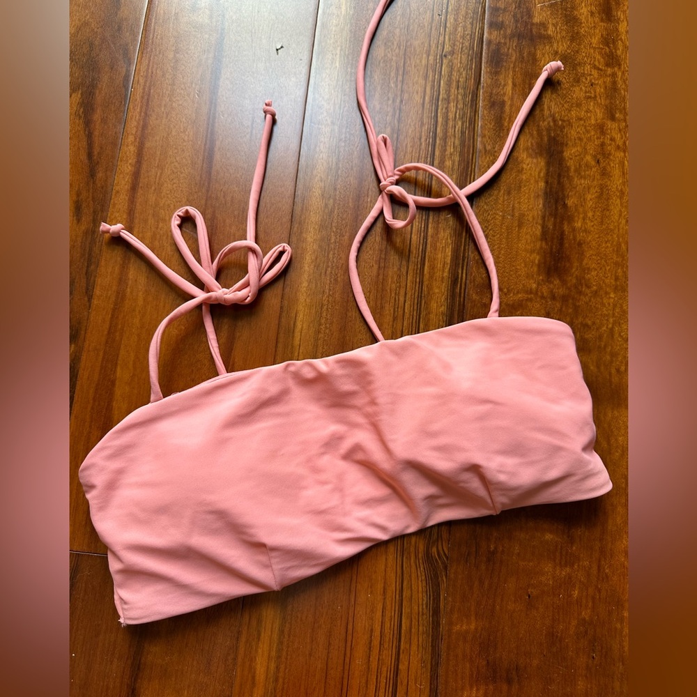 Express Pink Tie-Strap Bandeau Bikini Top S